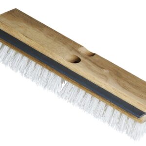 11" Wood Deck Brush with Squeegee - White Poly Bristles