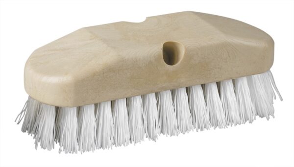 8" Scrub Brush - Stiff Poly - White Bristles