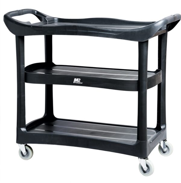 Deluxe Utility Cart with 4 non marking swivelling casters, 3 shelves and larges handles