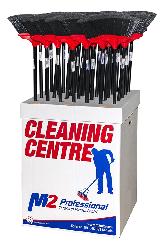 Cleaning Centre Box with 35 12" Vortex Angle brooms & handles