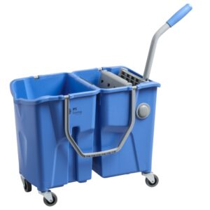Duo-Chamber Mop Bucket with Speed Wringer in blue