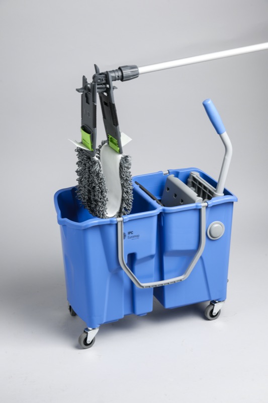 Duo-Chamber Mop Bucket with Speed Wringer, best for flat mops