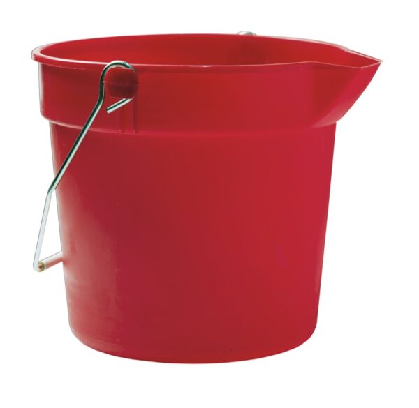 10 Qt Utility Pail in Red Thick Plastic with Pour Spout