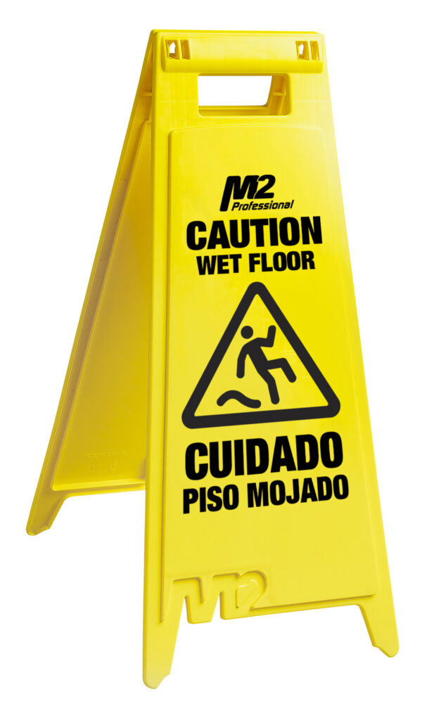 28" Caution Wet Floor Sign - English / Spanish