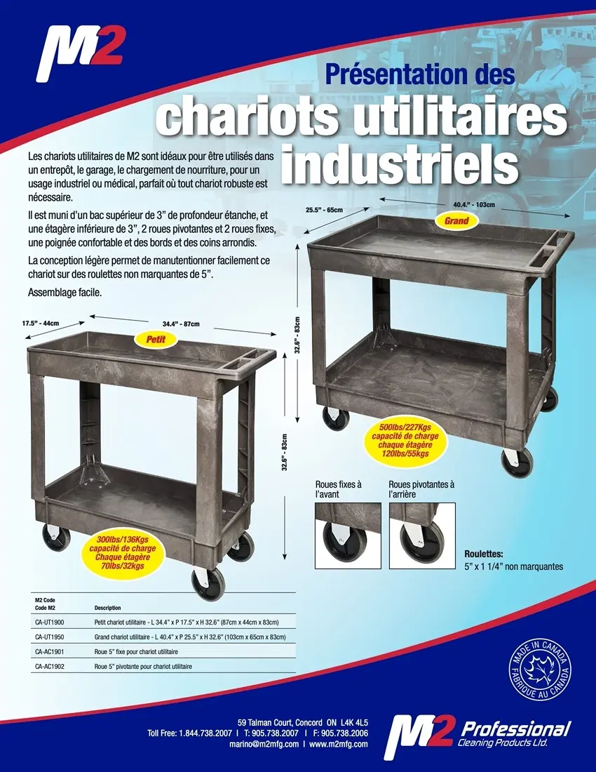 Industrial Utility Cart Data Sheet - French